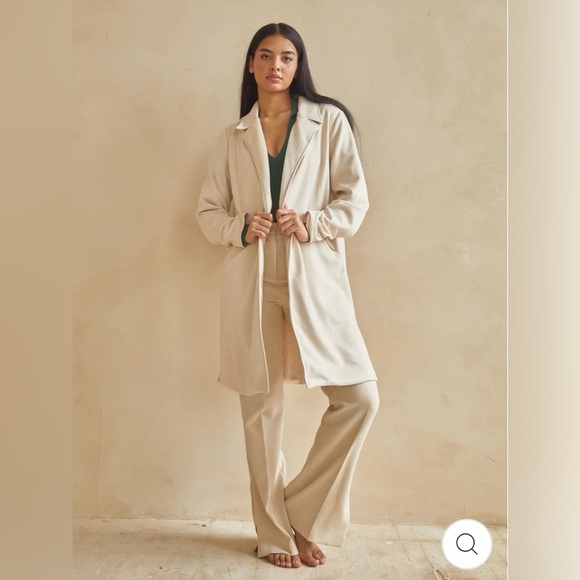 NWOT Cream Long Pea Coat - Picture 1 of 5